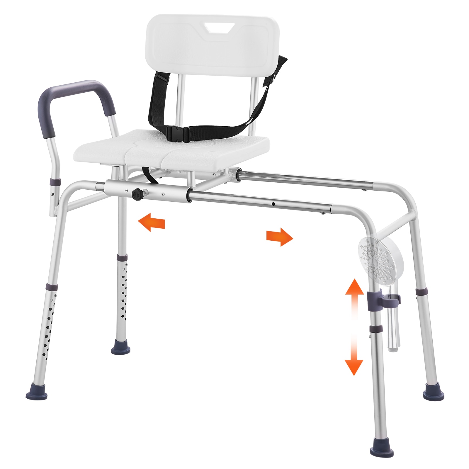 Sliding Tub Transfer Bench Shower Chair & Cut-Out Seat Reversible Backrest_voghion.com